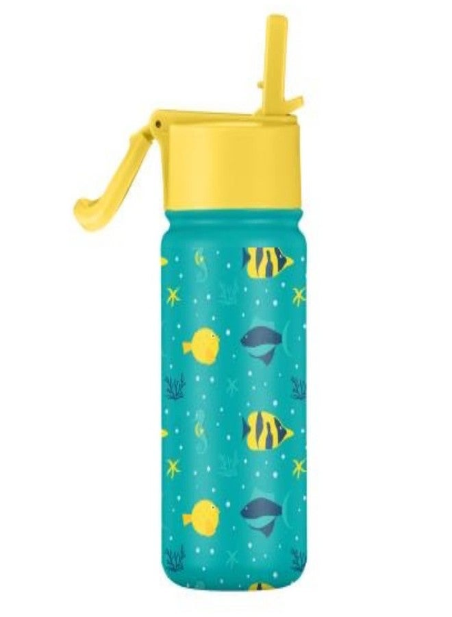 SOLARA Amazi Kids Insulated Water Bottle for Kids 450ml, Kids Water Bottle, Sipper Bottle for Kids, Thermosteel Kids Bottles, Stainless Steel Water Bottles for Kids, Straw Bottle for Kids, Fish - Image 1